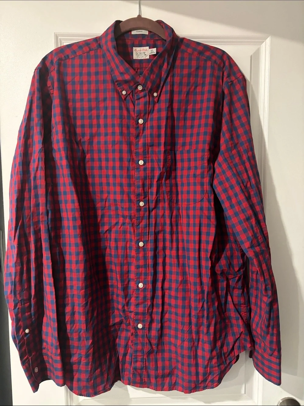 Classic JCrew Secret Wash Red & Blue Check Button-Down Shirt